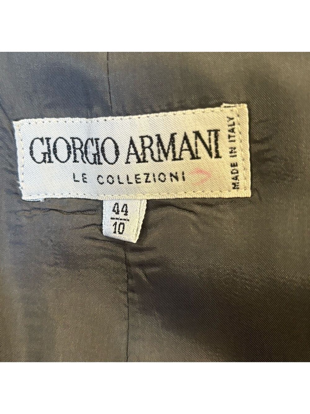 GIORGIO ARMANI VTG BLAZER GRAY & TAUPE PINSTRIPE WOOL BLEND 1 BUTTON HOURGLASS - Picture 9 of 11